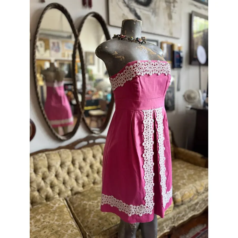 Lilly Pulitzer Pink Betsey Strapless Dress Size 6 - Picture 4 of 6